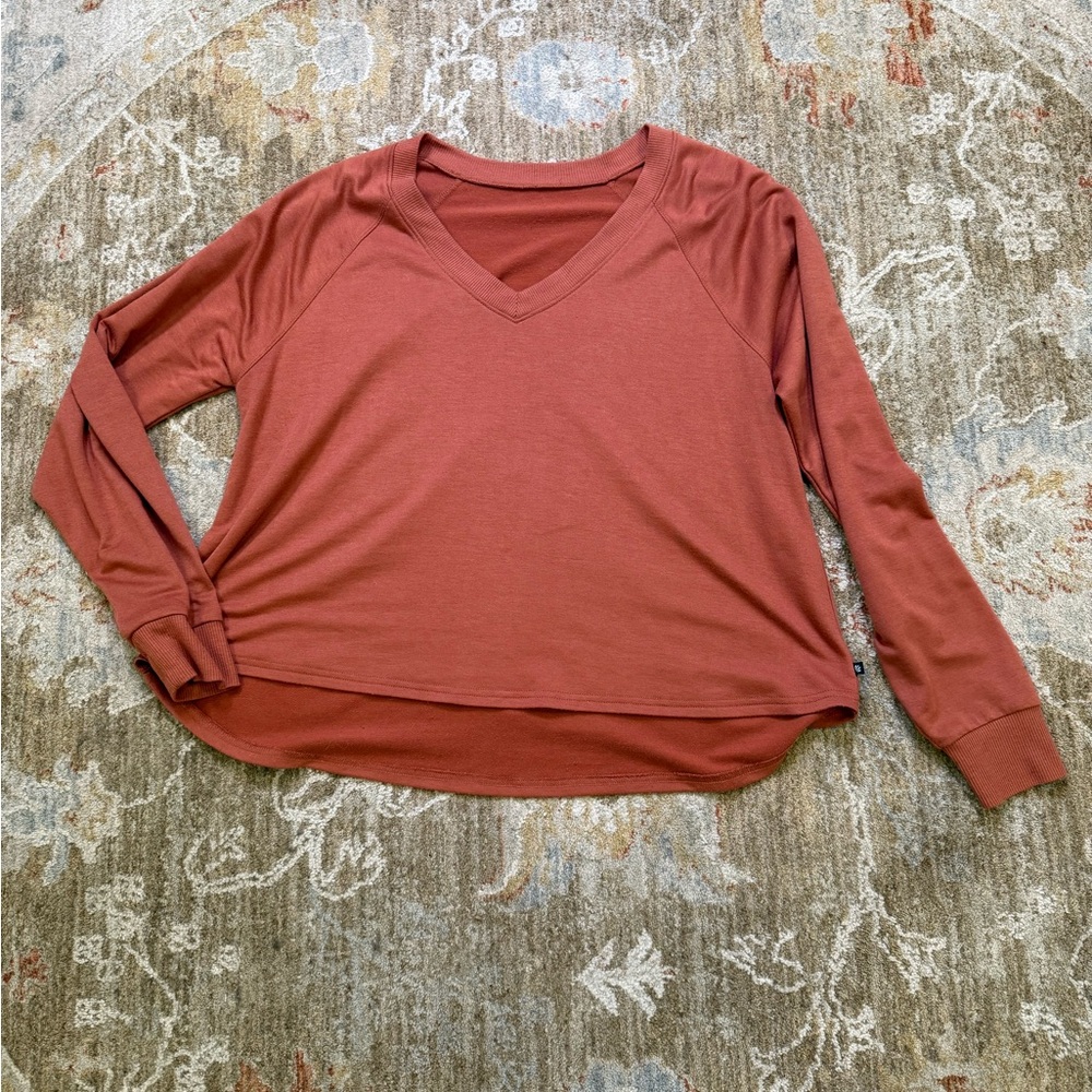 Terracotta V-Neck Long Sleeve Sweatshirt